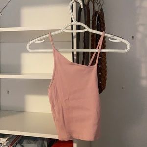 Urban Outfitters small-petite pink asymmetrical cropped tank